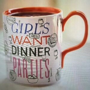 ❤️ ANTHROPOLOGIE PHTHALO RUTH GIRLS WANT DINNER PARTIES STONEWARE MUG NEW